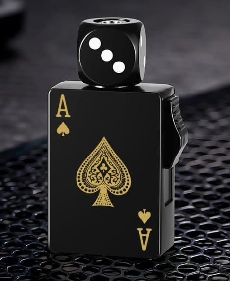 Windproof Poker Dice Rotating Cigar Lighter